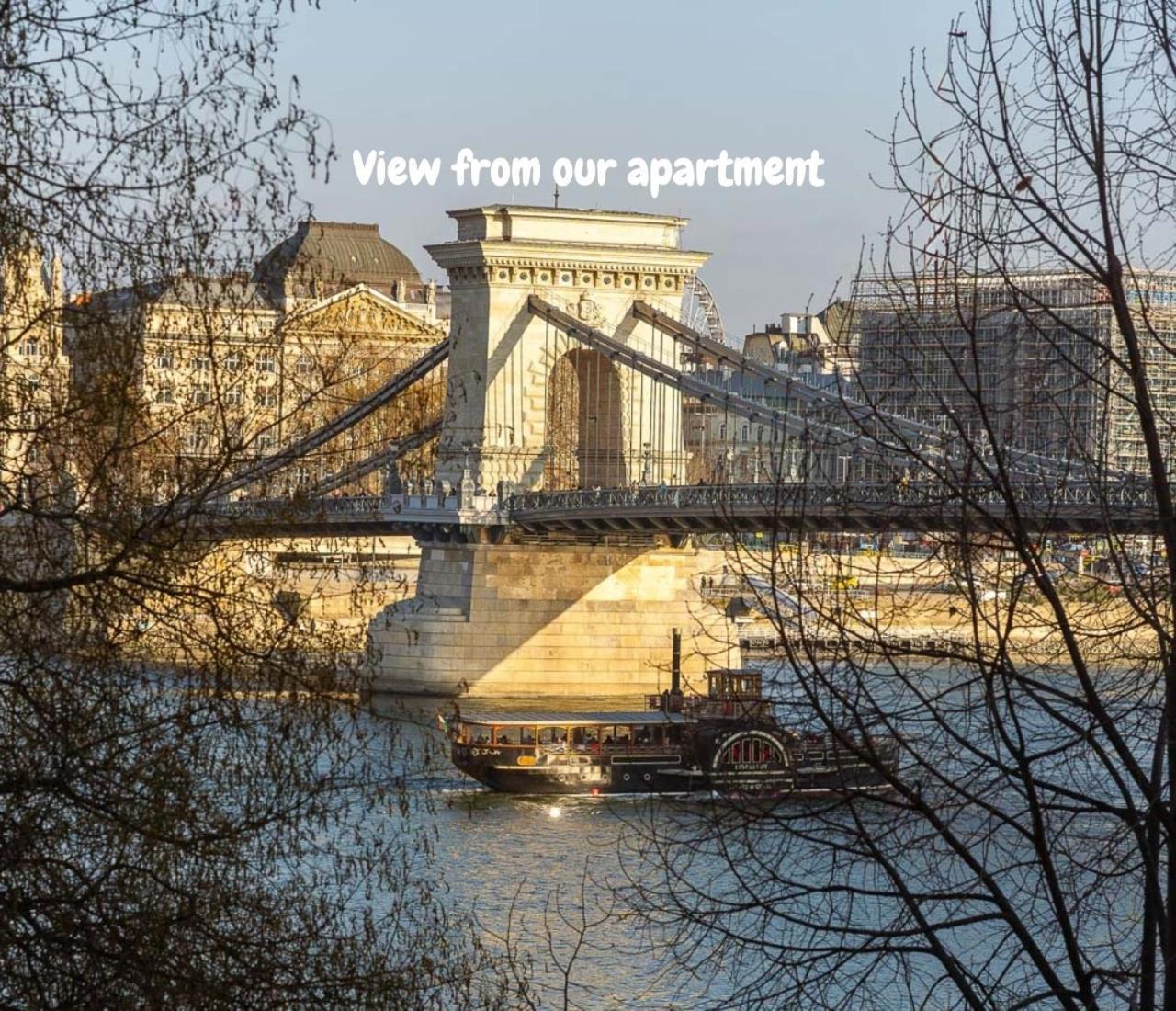 Danube Waterfront View At Chain Bridge Budapeszt Zewnętrze zdjęcie